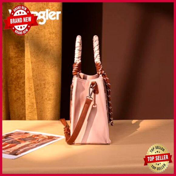 Canvas Tote Bag with Braided Rope Handles, Zipper Closure, Medium Size - Picture 3 of 7